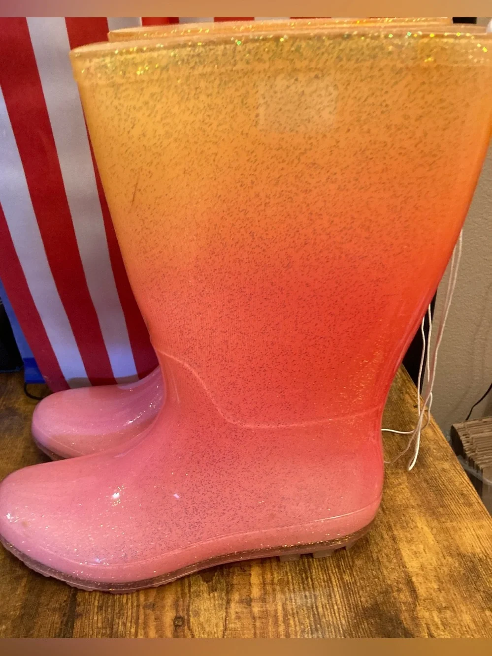 Cat & Jack Girls CeCe Pink Yellow Rain boots Size 5 new